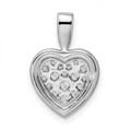 14k White Gold Lab Diamond Cluster Heart Pendant by Fine Color Jewels