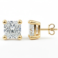 IGI Certified Princess Cut Lab Grown Diamond Solitaire Stud Earrings Yellow Gold by Fine Color Jewels