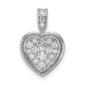 14k White Gold Lab Diamond Cluster Heart Pendant by Fine Color Jewels