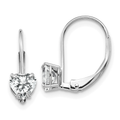 14k Gold Heart Gemstone Leverback Earrings by Fine Color Jewels