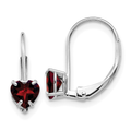 14k Gold Heart Gemstone Leverback Earrings by Fine Color Jewels