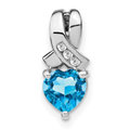 Sterling Silver Gemstones and Diamond Heart Pendant by Fine Color Jewels