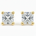 IGI Certified Princess Cut Lab Grown Diamond Solitaire Stud Earrings Yellow Gold by Fine Color Jewels
