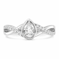 14k White Gold Pear Diamond Pave Engagement Ring by Fine Color Jewels