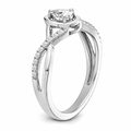 14k White Gold Pear Diamond Pave Engagement Ring by Fine Color Jewels