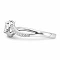 14k White Gold Pear Diamond Pave Engagement Ring by Fine Color Jewels