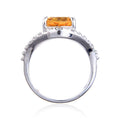 3.68 Ct Oval Yellow Citrine and White Topaz Prong Silver Statement Ring by Fine Color Jewels