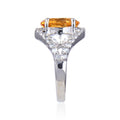 3.68 Ct Oval Yellow Citrine and White Topaz Prong Silver Statement Ring by Fine Color Jewels