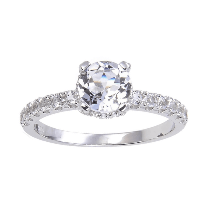 White Topaz Solitiare Engagement Ring by Fine Color Jewels