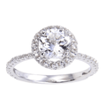 White Topaz Halo Engagement Ring by Fine Color Jewels