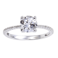 White Topaz Pave Engagement Ring by Fine Color Jewels