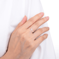 Fresh Water Round White Pearl Rose Gold Plated Silver Half Eternity Ring by Fine Color Jewels