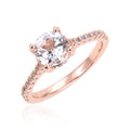 White Topaz Pave Engagement Ring in Rose Gold by Fine Color Jewels