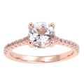 White Topaz Pave Engagement Ring in Rose Gold by Fine Color Jewels