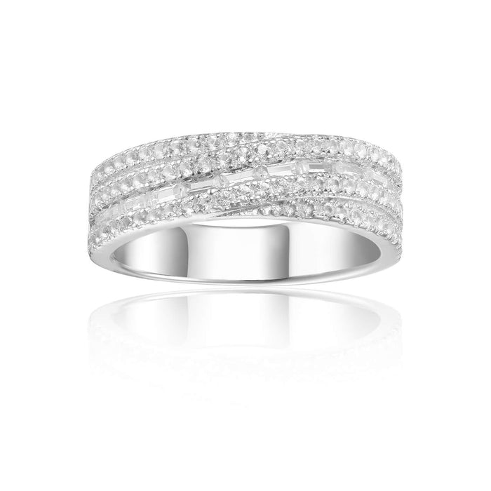 White Topaz Twisted Band Engagement Ring by Fine Color Jewels