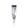 1.58 Ct Heart Dark Red Garnet and White Topaz Prong Silver Dual Heart Promise Ring by Fine Color Jewels