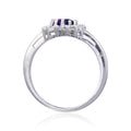 1.01 Ct Heart Purple Amethyst and White Topaz Prong Silver Halo Engagement Ring by Fine Color Jewels