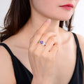 1.10 Ct Round Purple Amethyst and White Topaz Prong Silver Promise Ring by Fine Color Jewels