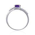 1.10 Ct Round Purple Amethyst and White Topaz Prong Silver Promise Ring by Fine Color Jewels