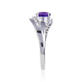 1.10 Ct Round Purple Amethyst and White Topaz Prong Silver Promise Ring by Fine Color Jewels