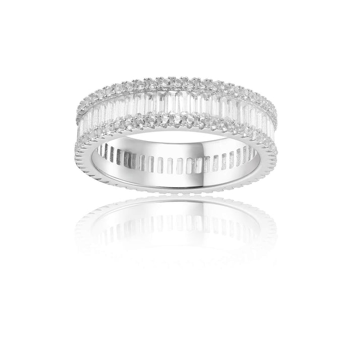 White Topaz Vertical Chunky Baguette Ring by Fine Color Jewels