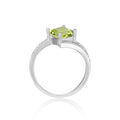 1.08 Ct Square Green Peridot and White Sapphire Prong Silver Solitaire Ring by Fine Color Jewels