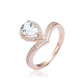 White Topaz Teardrop Ring by Fine Color Jewels