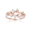 0.67 Ct  Round White Sapphire Prong Silver Cluster Ring