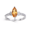 1.24 Ct Marquise Yellow Citrine and White Topaz Prong Silver Engagement Ring
