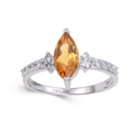1.24 Ct Marquise Yellow Citrine and White Topaz Prong Silver Engagement Ring by Fine Color Jewels