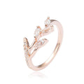 0.45 Ct Marquise White Sapphire Prong Silver Leaf Ring by Fine Color Jewels