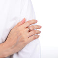 White Topaz Sapphire Four Band Fashion Ring by Fine Color Jewels