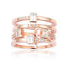 White Topaz Sapphire Four Band Fashion Ring