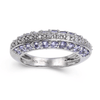 0.90 Ct Round Blue Violet Tanzanite and White Topaz Prong Silver Multi Row Stackable Ring