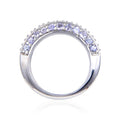 0.90 Ct Round Blue Violet Tanzanite and White Topaz Prong Silver Multi Row Stackable Ring by Fine Color Jewels