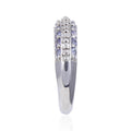 0.90 Ct Round Blue Violet Tanzanite and White Topaz Prong Silver Multi Row Stackable Ring by Fine Color Jewels