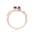 0.98 Ct Heart Purple Amethyst and White Sapphire Prong Silver Split Band Heart Ring by Fine Color Jewels