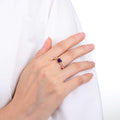 0.98 Ct Heart Purple Amethyst and White Sapphire Prong Silver Split Band Heart Ring by Fine Color Jewels