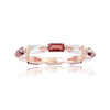 0.75 Ct Baguette Red Garnet and White Topaz Prong Silver Eternity Ring