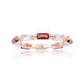0.75 Ct Baguette Red Garnet and White Topaz Prong Silver Eternity Ring by Fine Color Jewels