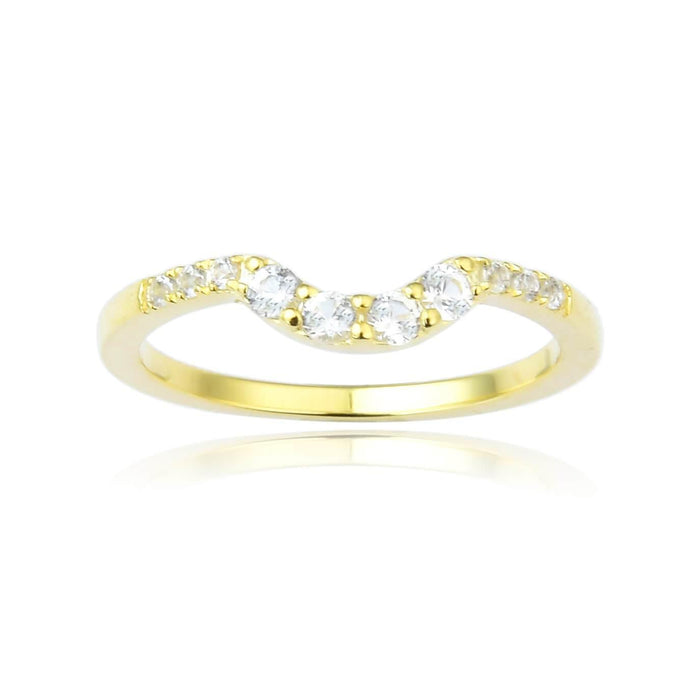 White Sapphire Curved Stackable Ring by Fine Color Jewels