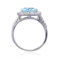 Blue Topaz Halo Fashion Ring by Fine Color Jewels