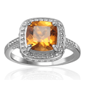 1.95 Ct Cushion Yellow Citrine Prong Silver Halo Statement Ring by Fine Color Jewels