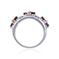 2.44 Ct Marquise Dark Red Garnet and White Topaz Prong Silver Flower Ring by Fine Color Jewels