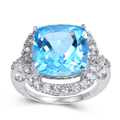 Blue Topaz Cushion Statement Ring by Fine Color Jewels