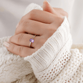 0.85 Ct Cushion Purple Amethyst Prong Silver Solitaire Engagement Ring by Fine Color Jewels