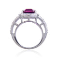 9.59 Ct Cushion Created Purple Sapphire and White Topaz Prong Silver Halo Engagement Ring by Fine Color Jewels
