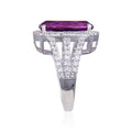 9.59 Ct Cushion Created Purple Sapphire and White Topaz Prong Silver Halo Engagement Ring by Fine Color Jewels