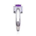 1.14 Ct Square Created Purple Sapphire and White Topaz Prong Silver Halo Engagement Ring by Fine Color Jewels