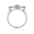 1.3 Ct Round Red Ruby Bezel Silver Evil Eye Ring by Fine Color Jewels